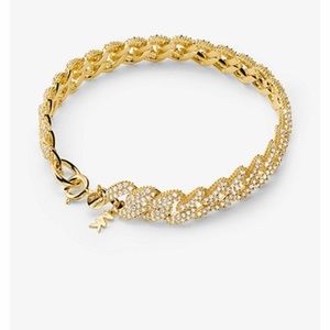 Gold Metal-Plated Sterling Silver Pavé Curb Link Bracelet